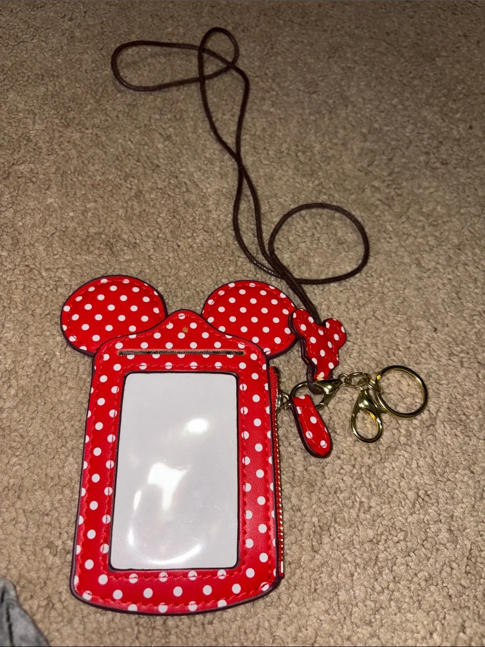 Kids Red Polka Dot Mouse Ears Crossbody Card Holder